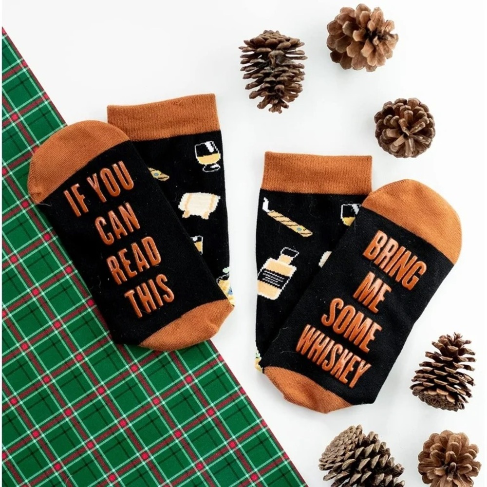 NWT Bring Me Some Whiskey Brown & Black Socks